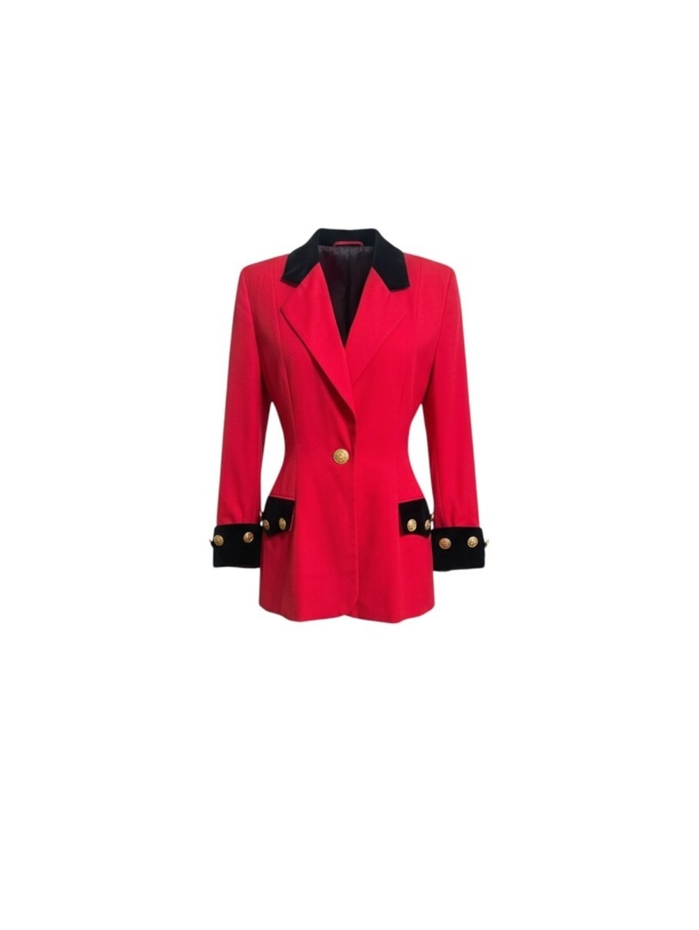 Vintage Lillie Rubin Red Wool Contrast Trim Blazer